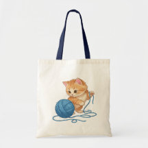 Cute Oranje Kitten met Yarn Bal Budget
