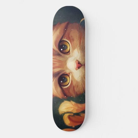 Cute Oranje Kitty Cat Skateboard (Voorkant)