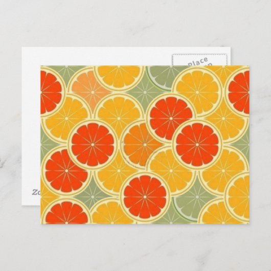 Cute  Oranje Limoen Grapefruit Citrus Pattern Briefkaart (Voorkant / Achterkant)