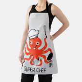 Cute Oranje Octopus Chef Personaliseren Schort (Insitu)
