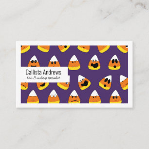 Cute Oranje Paars Halloween Emoji Candy Corn Visitekaartje