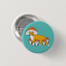 Cute Oranje paddenstoeltje Ronde Button 3,2 Cm