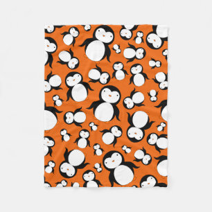 Cute oranje pinguin patroon fleece deken