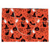 Cute Oranje Pumpkin Ghost Halloween Pattern Groot Cadeauzakje (Achterkant)