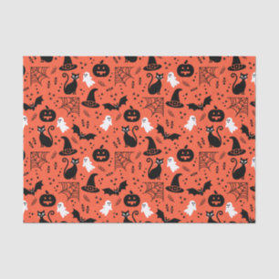 Cute Oranje Pumpkin Ghost Halloween Pattern Tissuepapier