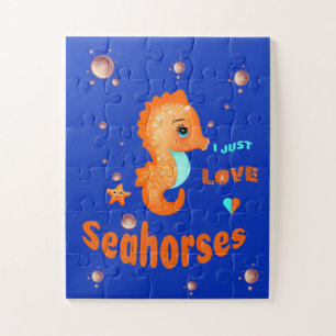 Cute oranje seahorse legpuzzel