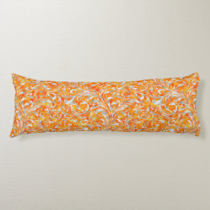 Cute oranje swirl floral design lichaamskussen