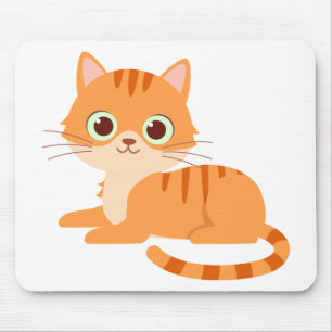 Cute Oranje Tabby Kitten Cartoon Kitty Cat Muismat