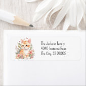 Cute Oranje Tabby Kitten Kawaii Chibi Etiket (Insitu)