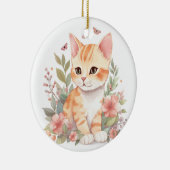 Cute Oranje Tabby Kitten Keramisch Ornament (Rechts)