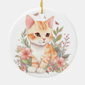 Cute Oranje Tabby Kitten Keramisch Ornament (Achterkant)