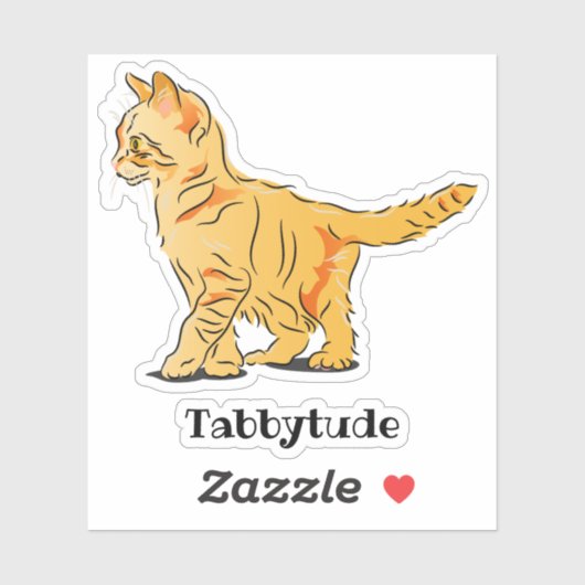 Cute Oranje Tabby Kitten met aangepaste tekst Sticker (Vel)