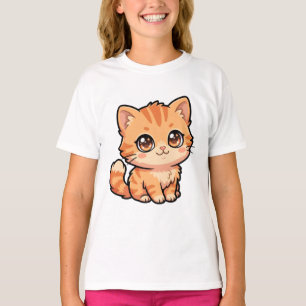 Cute Oranje Tabby Poes Basic Meisjes T-Shirt