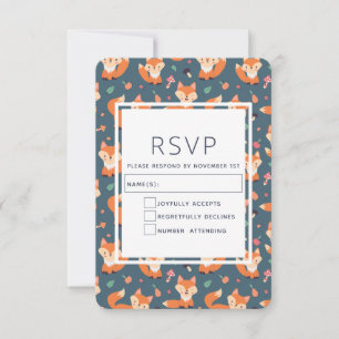 Cute Oranje Vos Dierenpatroon RSVP Kaartje