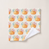 Cute Oranje Waterverf Pumpkin Pattern Bad Handdoek (Wasdoekje)