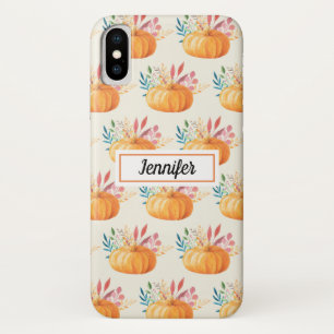 Cute Oranje Waterverf Pumpkin Pattern iPhone X Hoesje