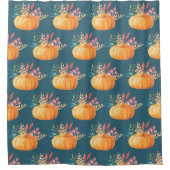 Cute Oranje Waterverf Pumpkin Pattern Douchegordijn (Voorkant)