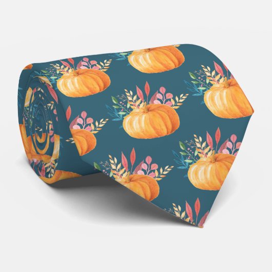 Cute Oranje Waterverf Pumpkin Pattern Stropdas (Opgerold)