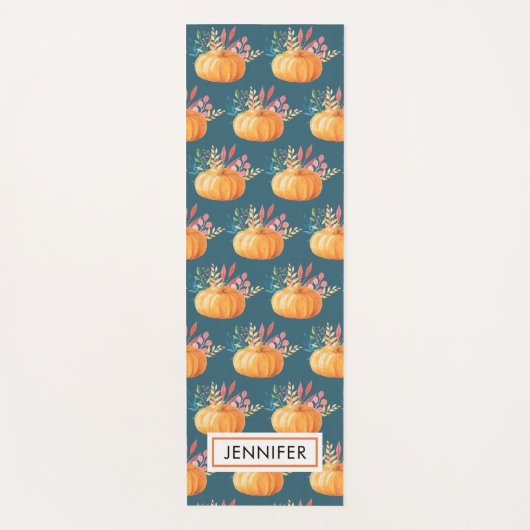 Cute Oranje Waterverf Pumpkin Pattern Yogamat (Voorkant)