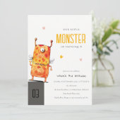 Cute Oranje Yellow One Eyed Monster Kids Birthday Kaart (Staand voorkant)