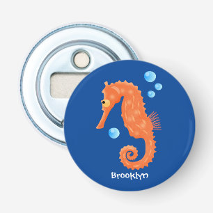 Cute oranje zeepaardbelletjes cartoon illustratie button flesopener