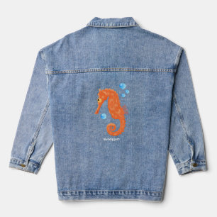 Cute oranje zeepaardbelletjes cartoon illustratie denim jacket
