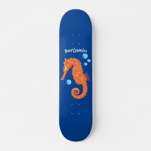 Cute oranje zeepaardbelletjes cartoon illustratie skateboard