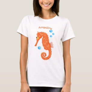 Cute oranje zeepaardbelletjes cartoon illustratie t-shirt