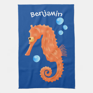 Cute oranje zeepaardbelletjes cartoon illustratie theedoek