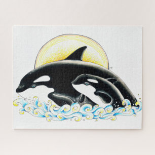 Cute Orca walvis Gezinsinkt Legpuzzel