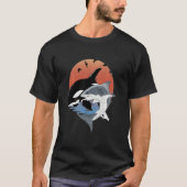 Cute Orca Whale and Shark Samoa Polynesia Long Sle T-shirt (Voorkant)