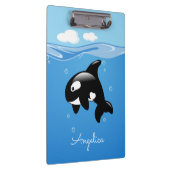 Cute Orca Whale in Ocean met Custom Name Klembord (Rechts)