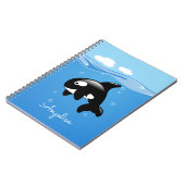 Cute Orca Whale in Ocean met Custom Name Notitieboek (Linkerzijde)