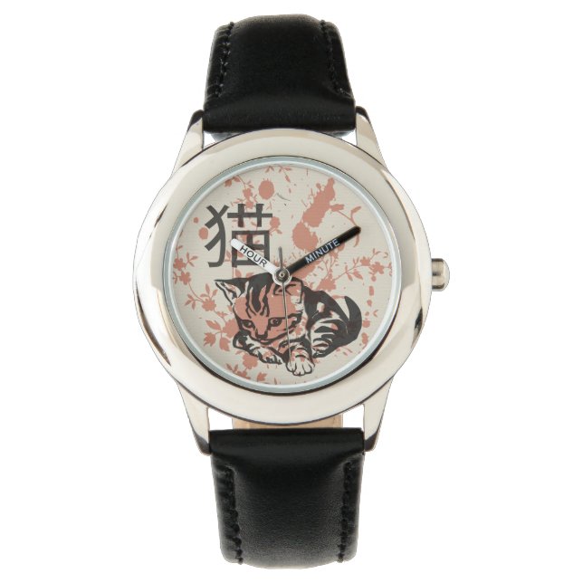 Cute oriental stijl neko cat design horloge (Voorkant)