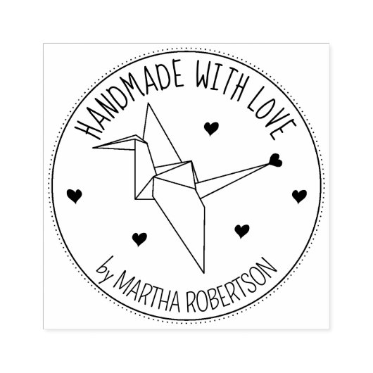 Cute Origami Custom Handmade with love, Rubberstempel (Afrduk)