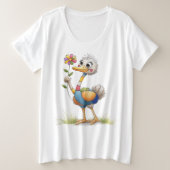 Cute Ostrich Grote Maat T-shirt (Design voorkant)