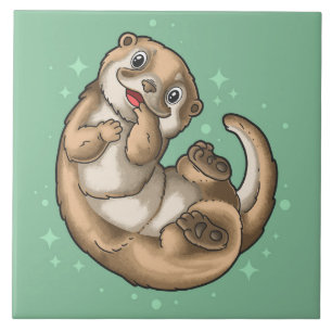 Cute Otter Ceramic Tile Tegeltje