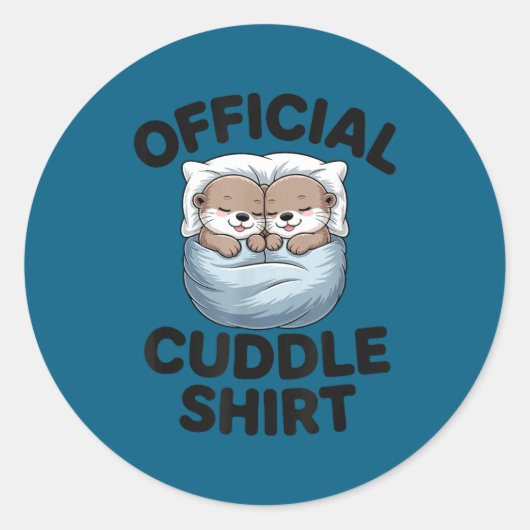Cute Otter Couple Cozy Cuddle  Ronde Sticker (Voorkant)
