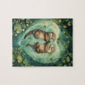Cute Otter Couple Love Jigsaw Puzzle (Horizontal)