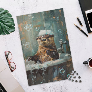 Cute Otter dans un bain moussant Puzzle à pièces