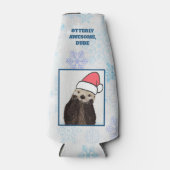 Cute Otter die met Kerstmis een kerstman heeft. Flesjeskoeler (Voorkant)