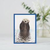 Cute Otter Dier Blauw Briefkaart (Staand voorkant)