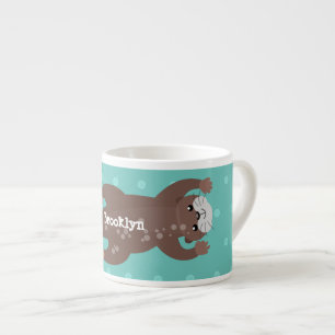 Cute otter diving cartoon espresso kop