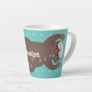 Cute otter diving cartoon latte mok