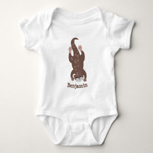Cute otter diving cartoon romper