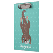 Cute otter-duiken op blauwgroen cartoon illustrati klembord (Links)