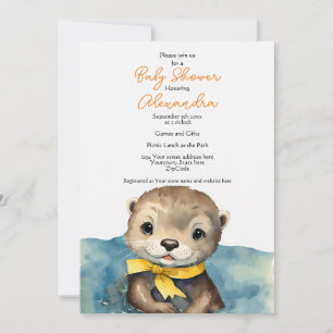 Cute Otter Genre Neutre Baby shower Invitation