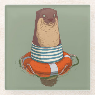 Cute Otter Glass Onderzetter