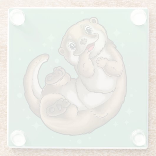 Cute Otter Glass Onderzetter Glazen Onderzetter (Achterkant)