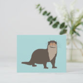 Cute Otter Illustration Feestdagenkaart (Staand voorkant)